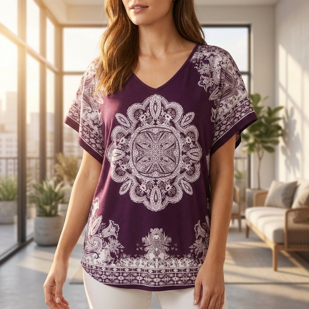 Purple Agenda Top‎ with Angel Sleeves